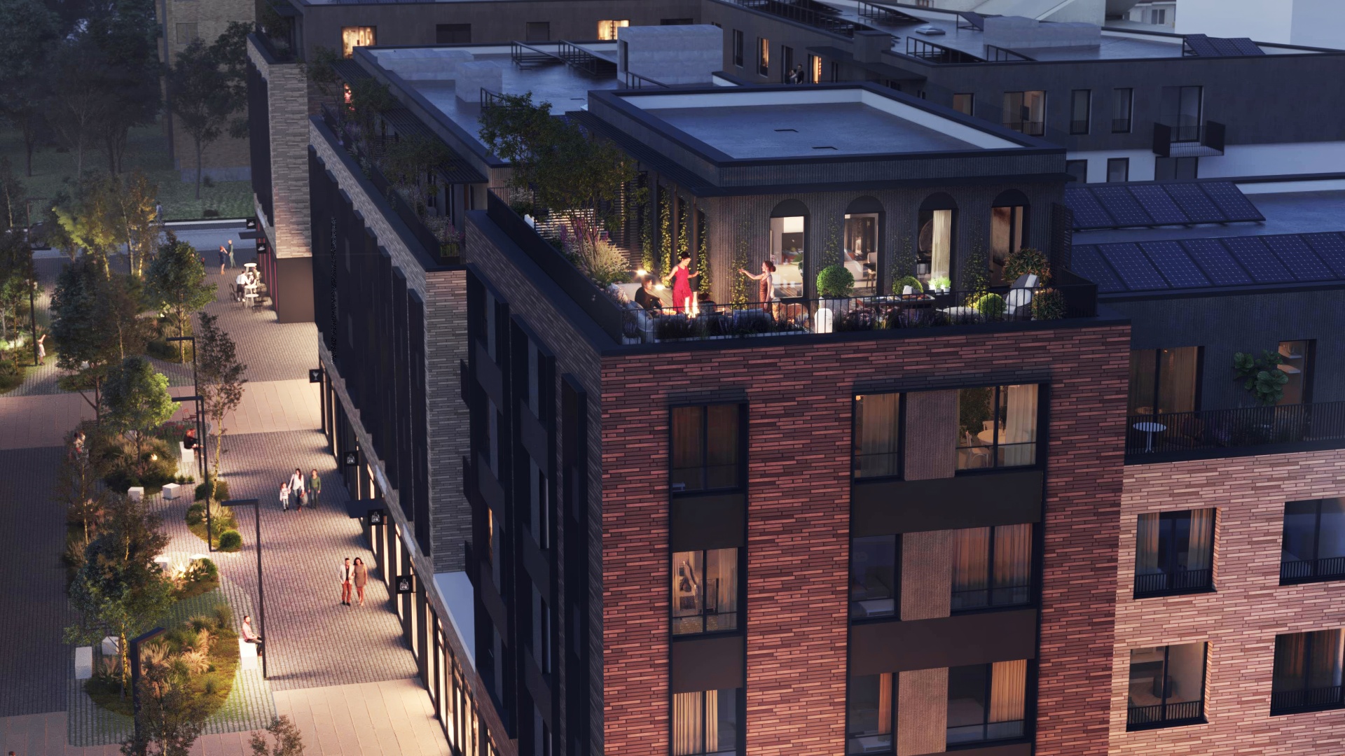 Budoucí podoba Rezidence Stodolní v nočním hávu. Vizualizace: Bogle Architects